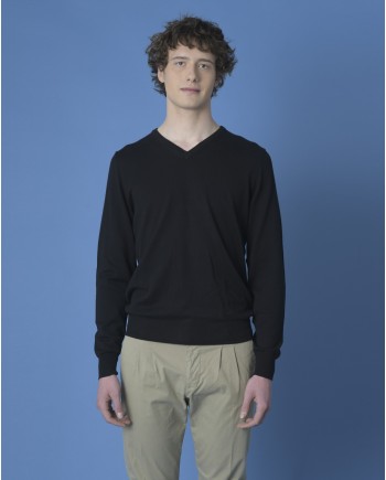 Pull noir à coudières Vneck 