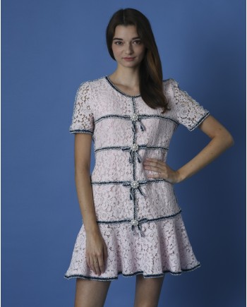 Robe en dentelle rose Edward Achour 