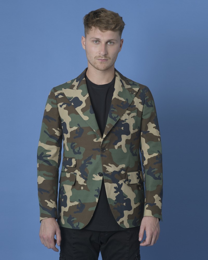 Veste kaki à imprimé camouflage Gabriele Pasini