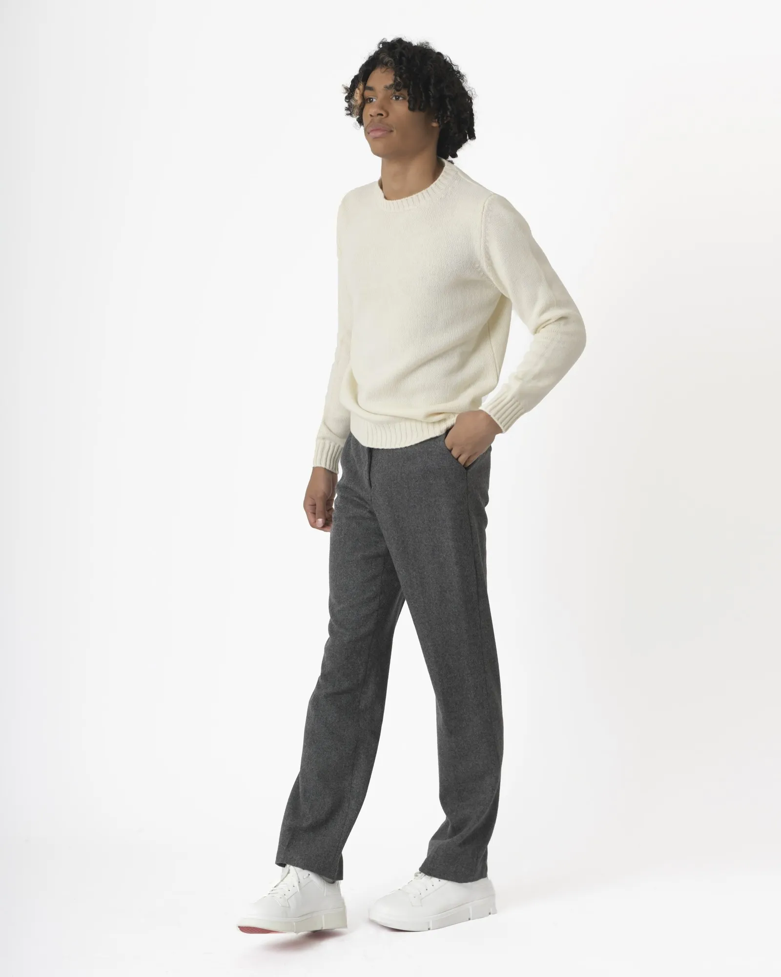 Pantalon gris anthracite en laine 120% Lino