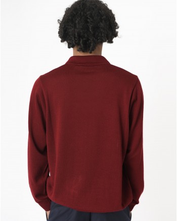 Polo manches longues bordeaux Vneck 