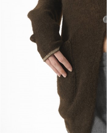 Cardigan marron en maille Pomandere 