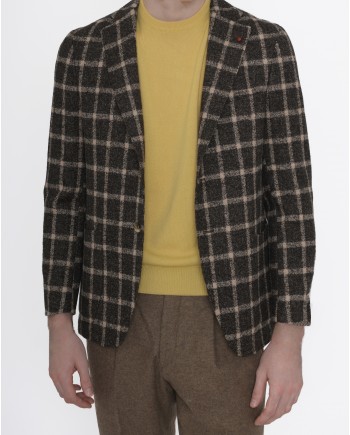 Veste tailleur à carreaux marron foncé Fugàto