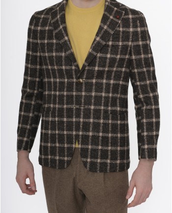 Veste tailleur à carreaux marron foncé Fugàto