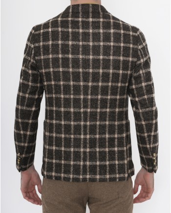 Veste tailleur à carreaux marron foncé Fugàto