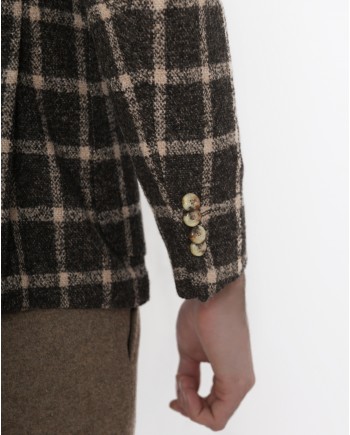 Veste tailleur à carreaux marron foncé Fugàto