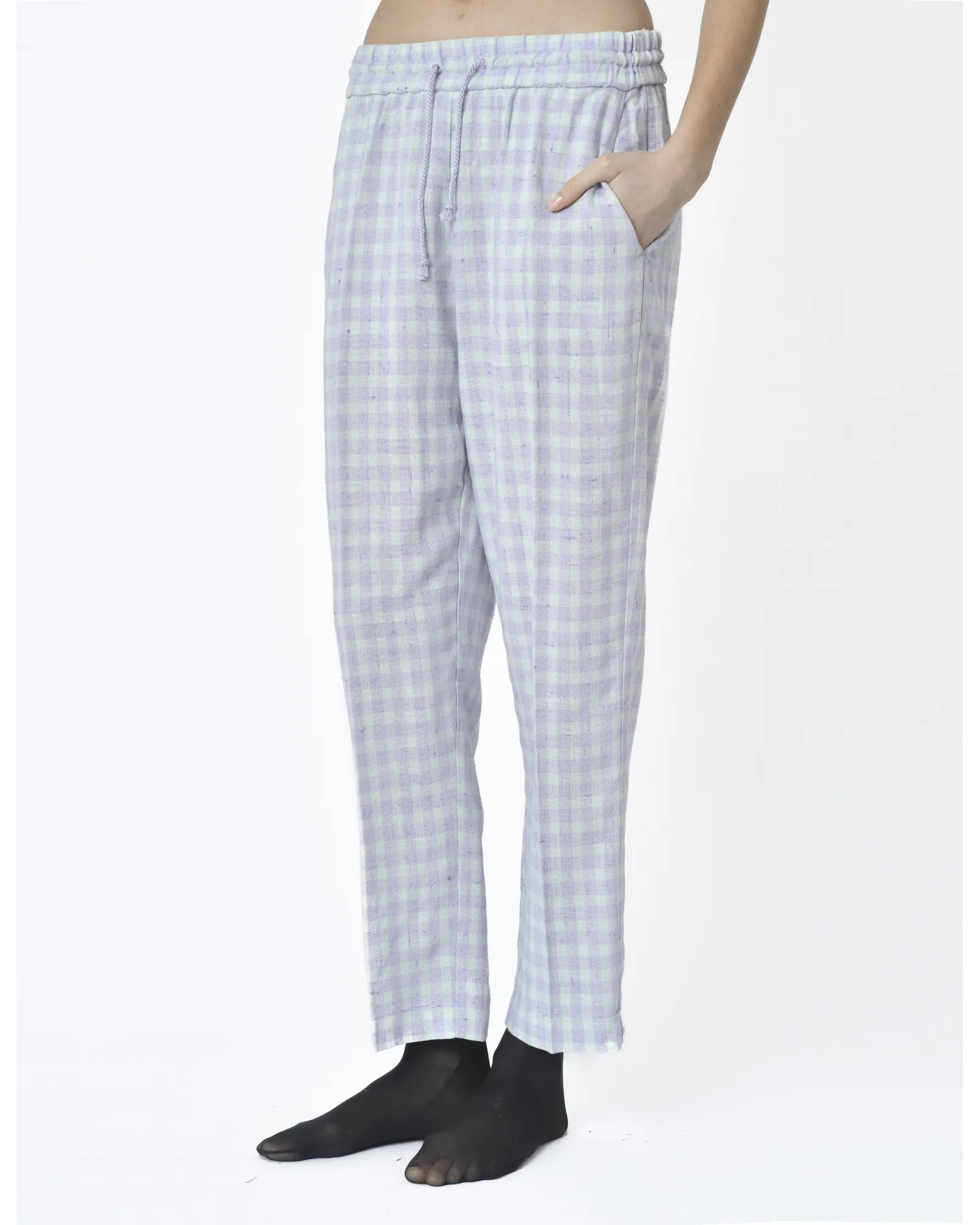 Pantalon à carreaux violet et vert Forte Forte