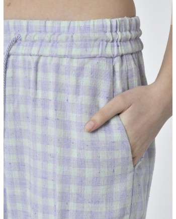 Pantalon à carreaux violet et vert Forte Forte