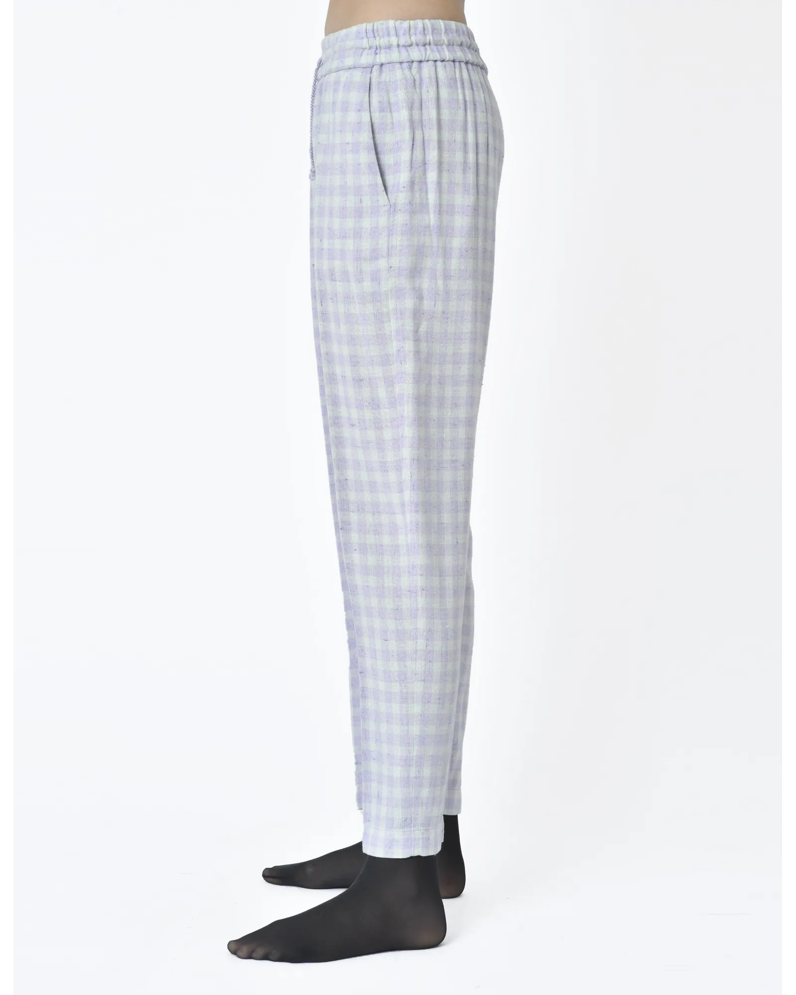 Pantalon à carreaux violet et vert Forte Forte