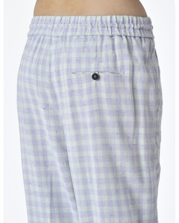 Pantalon à carreaux violet et vert Forte Forte