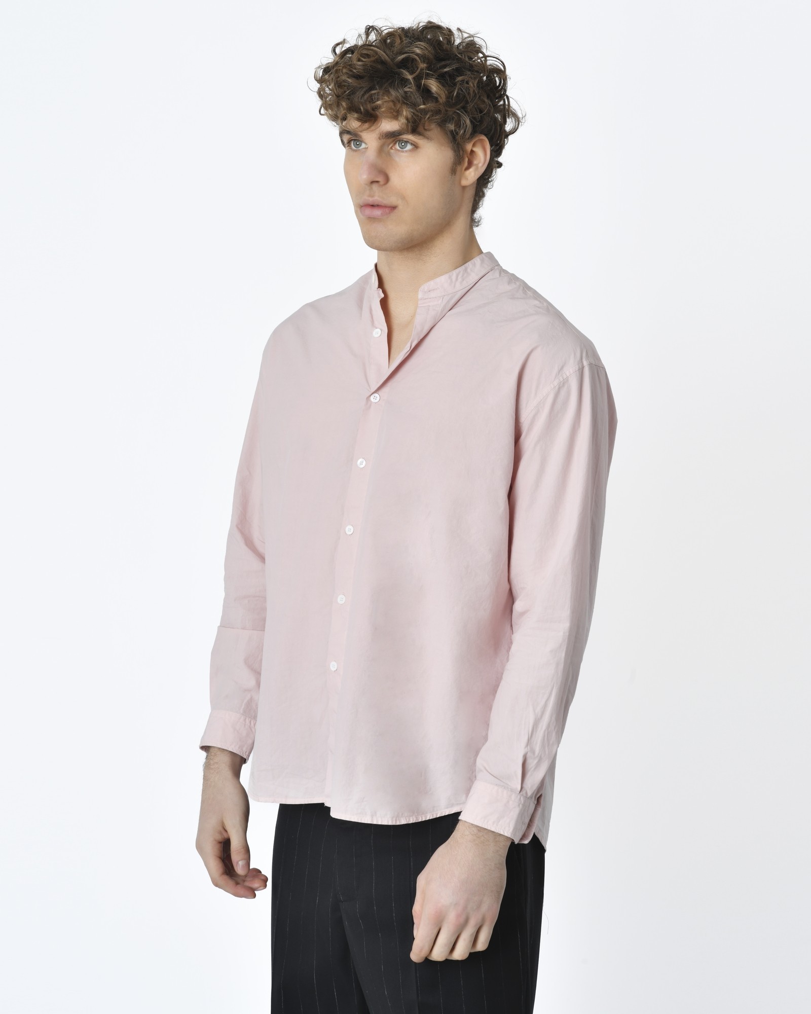 Chemise en coton lyocell col boutonné Rose