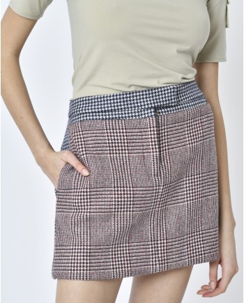 Jupe pied de poules bleu rouge Tommy Hilfiger 