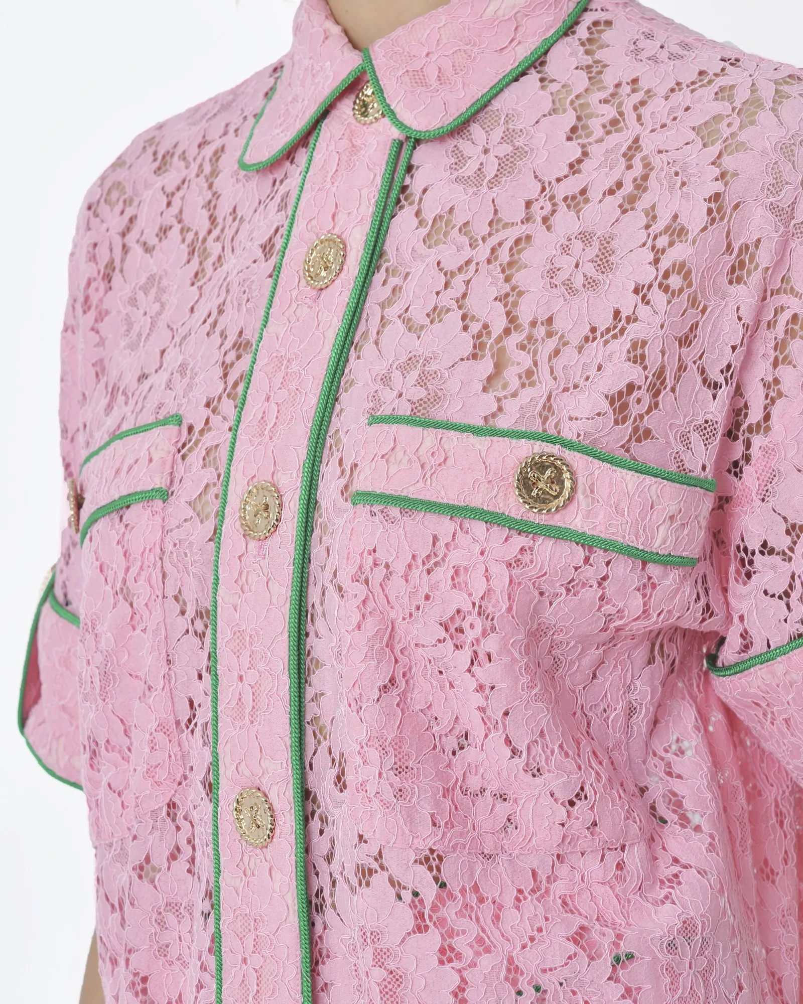 Chemisier Rose bordure vert Edward Achour 