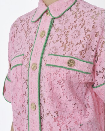 Chemisier Rose bordure vert Edward Achour 