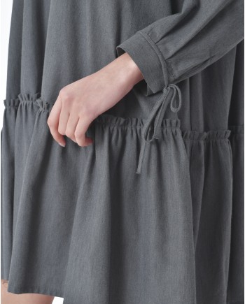 Robe courte grise à volants Bohelle 