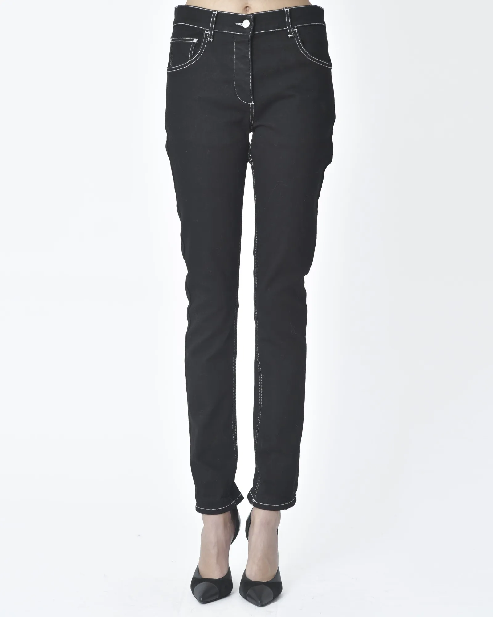 Jean noir surpiqûres blanches Carven