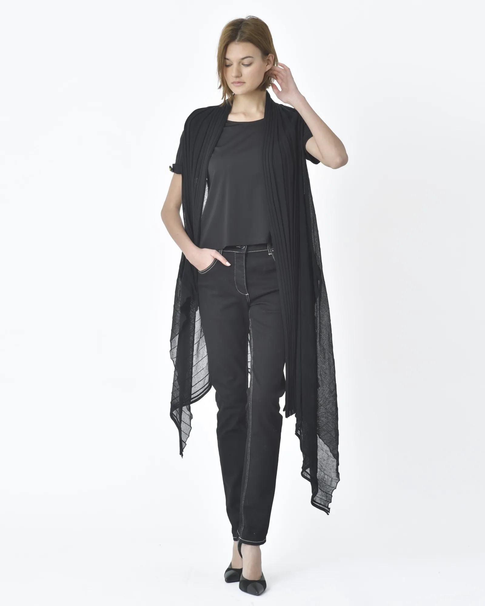 Jean noir surpiqûres blanches Carven