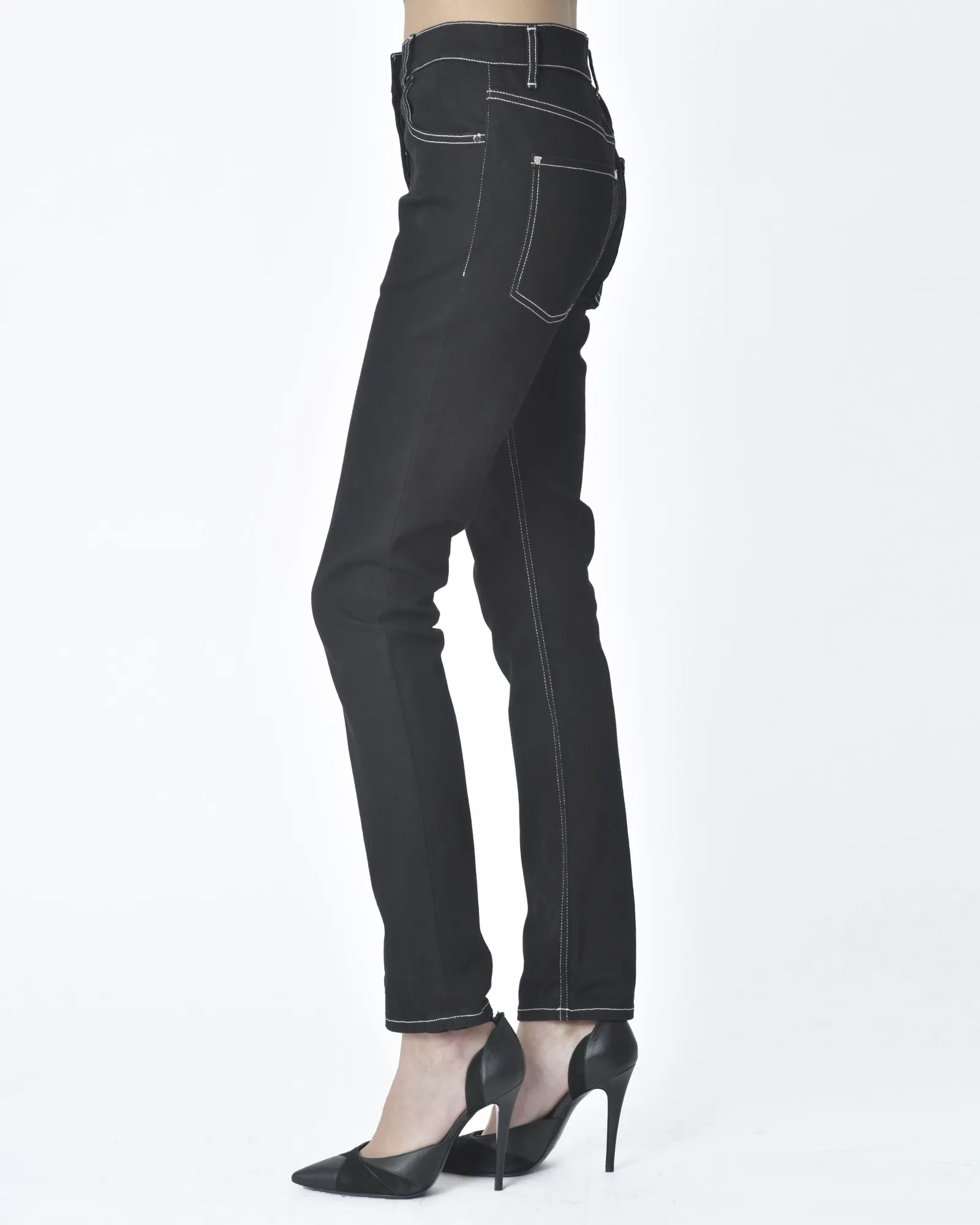 Jean noir surpiqûres blanches Carven