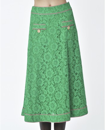 Jupe d'ensemble ajourée vert et rose Edward Achour