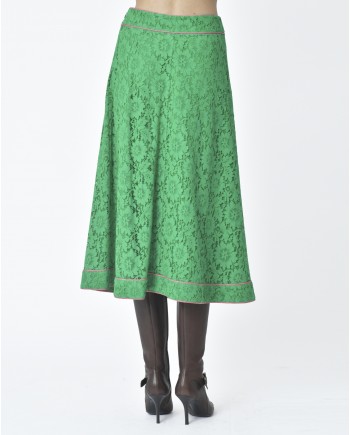 Jupe d'ensemble ajourée vert et rose Edward Achour