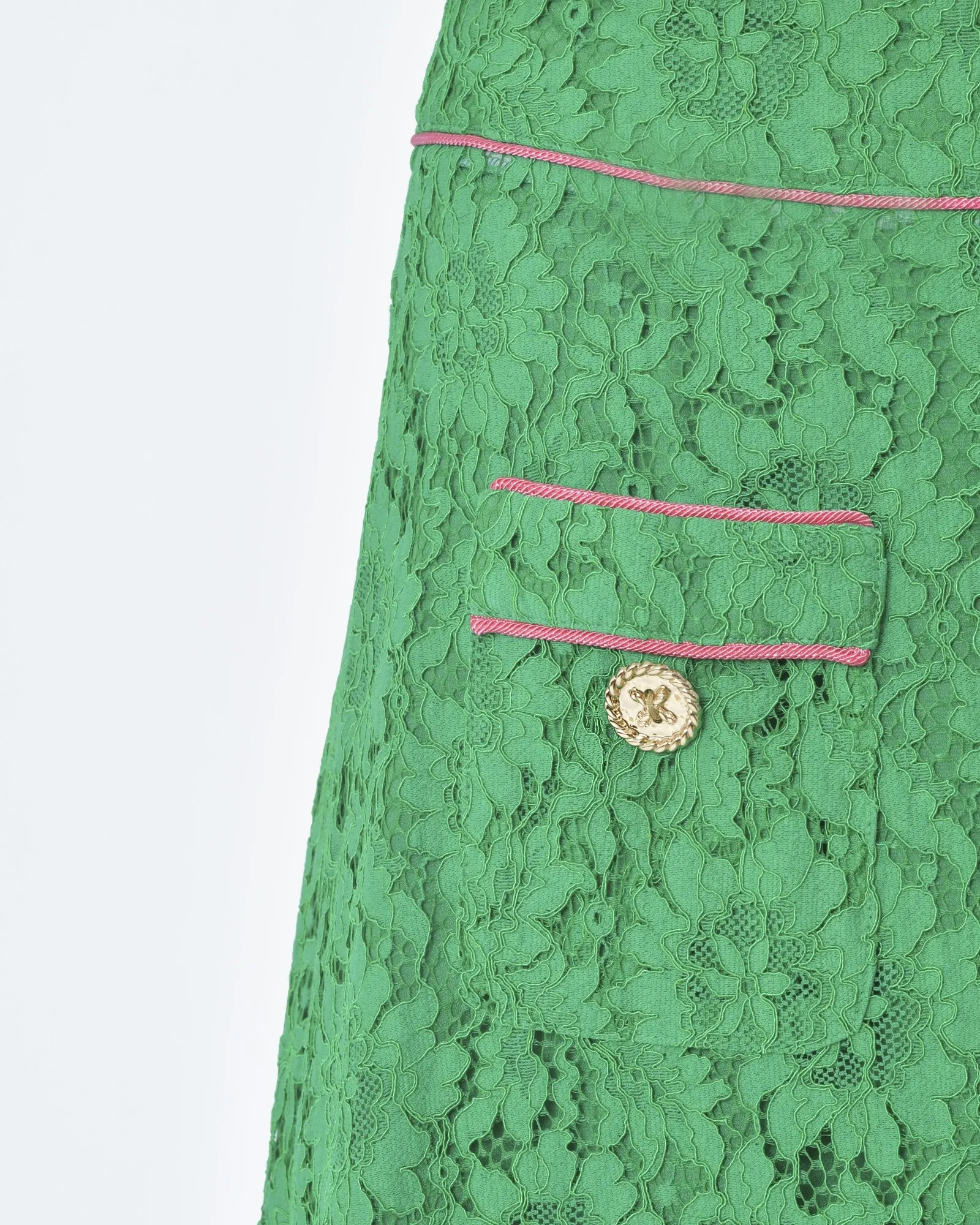 Jupe d'ensemble ajourée vert et rose Edward Achour