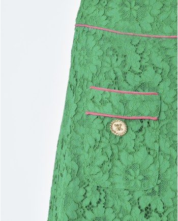 Jupe d'ensemble ajourée vert et rose Edward Achour