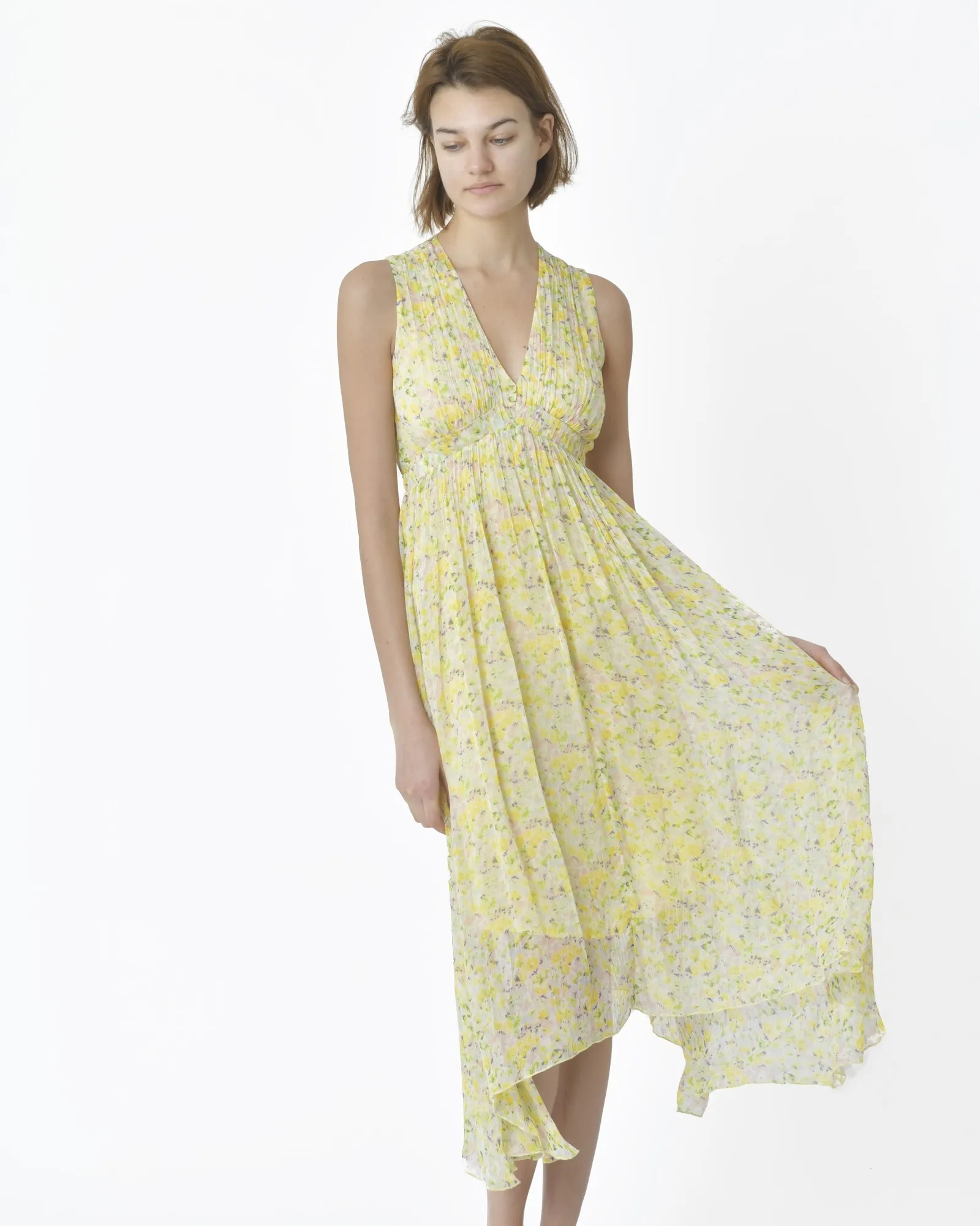 Robe sans manches jaune fleurie Idano