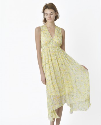 Robe sans manches jaune fleurie Idano