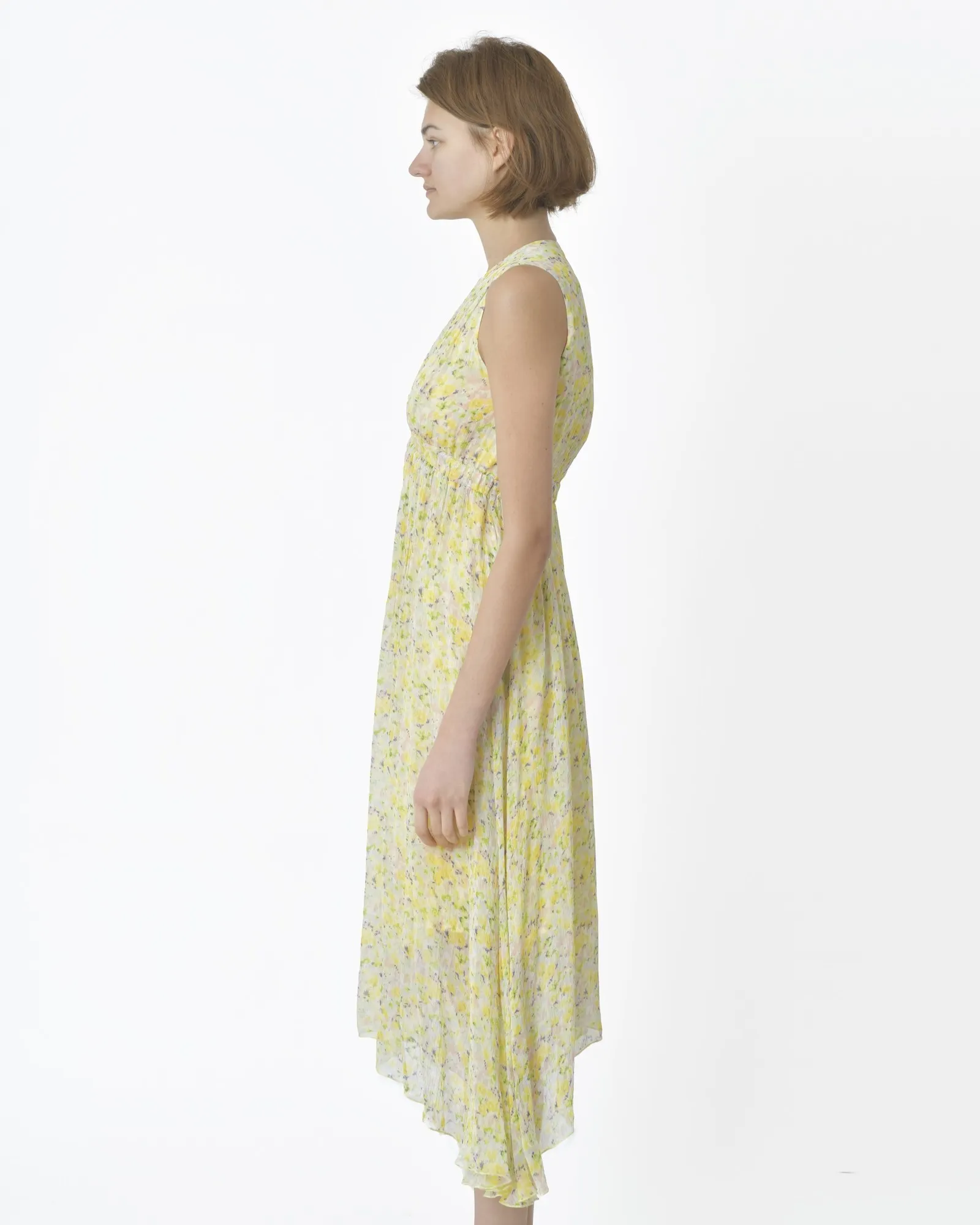 Robe sans manches jaune fleurie Idano