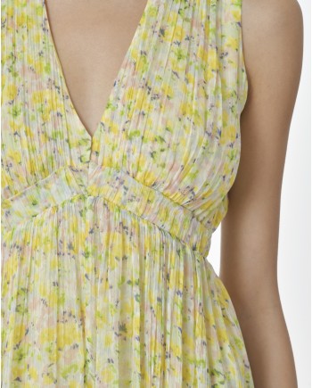 Robe sans manches jaune fleurie Idano