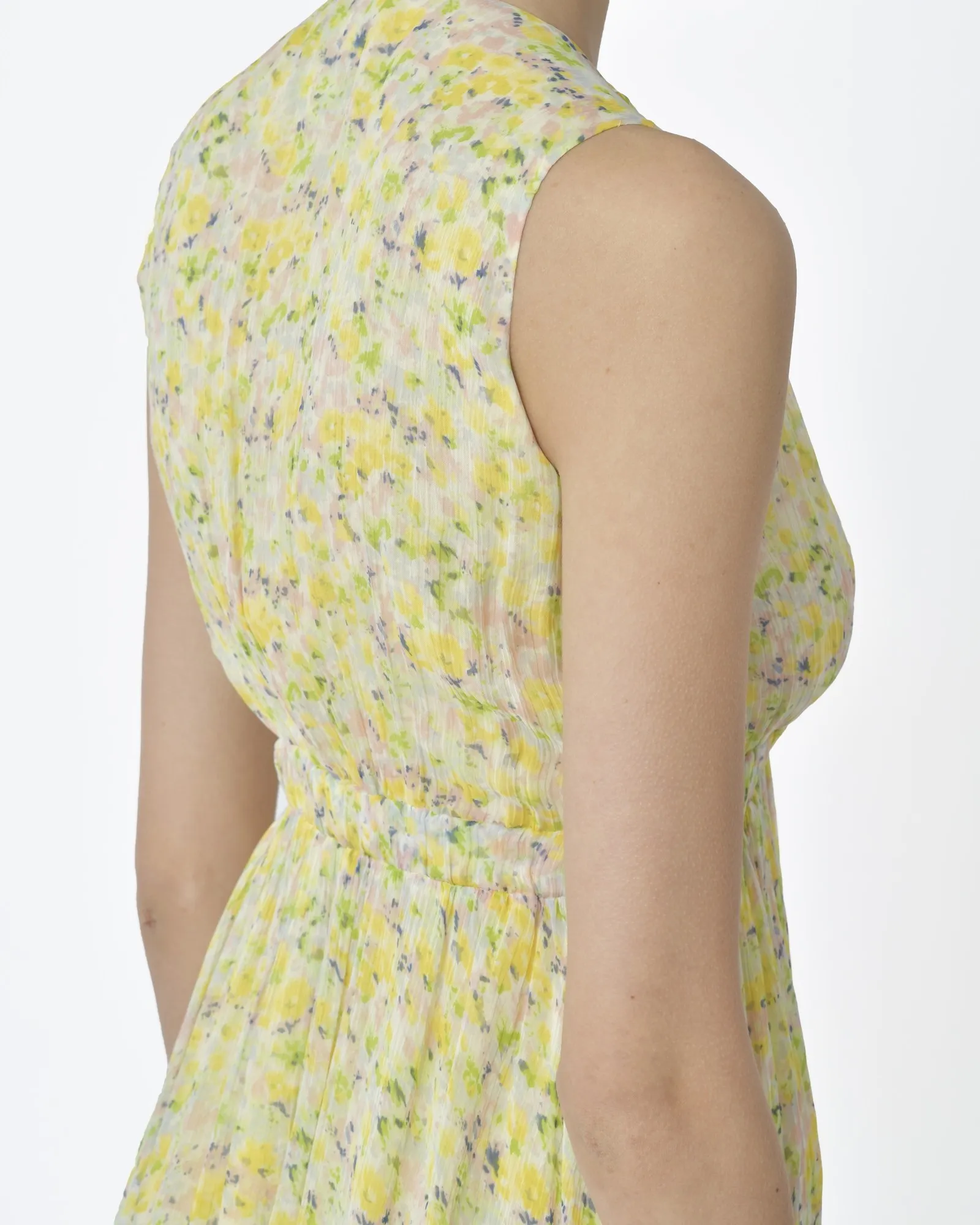 Robe sans manches jaune fleurie Idano