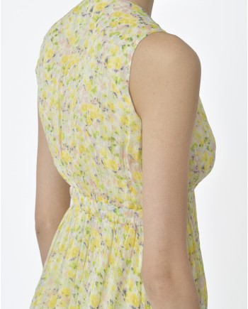Robe sans manches jaune fleurie Idano