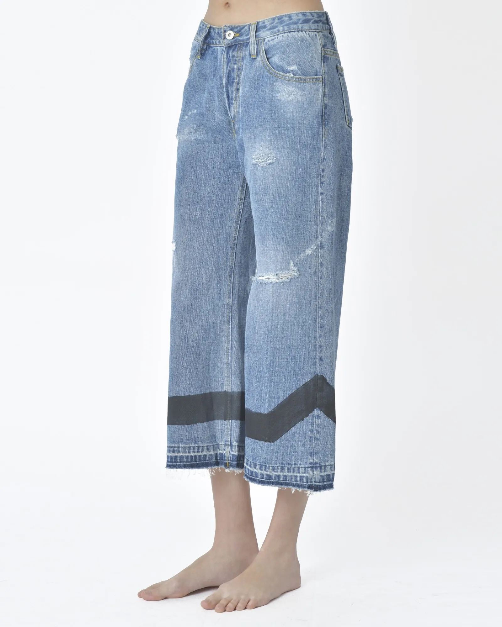 Jean denim bleu effet déchiré Maurizio Massimino