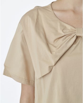 T-shirt beige col bateau à nœuds Edward Achour 