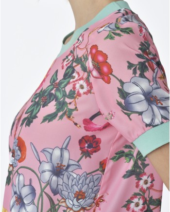 Top rose à motif fleurs Edward Achour 