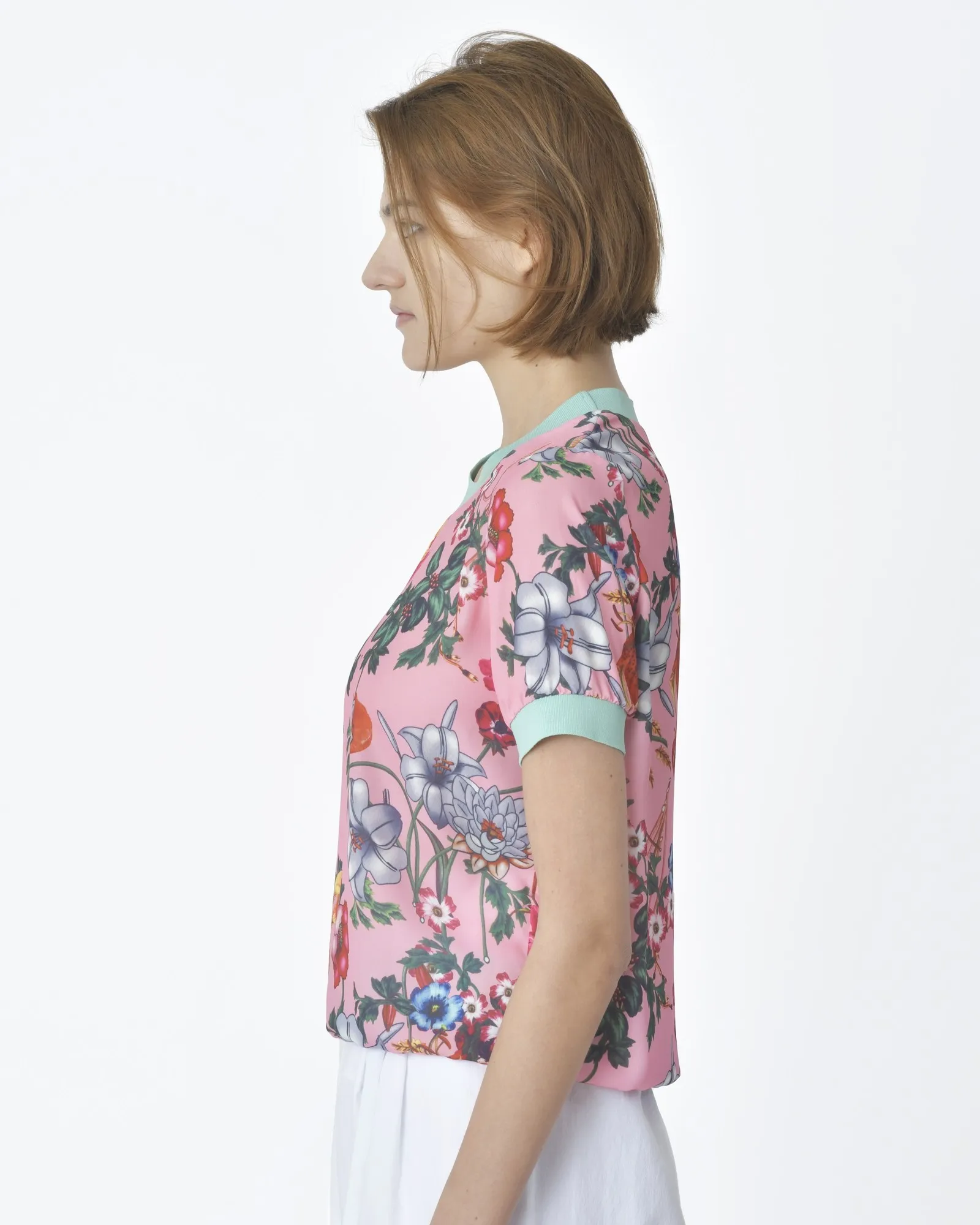 Top rose à motif fleurs Edward Achour 