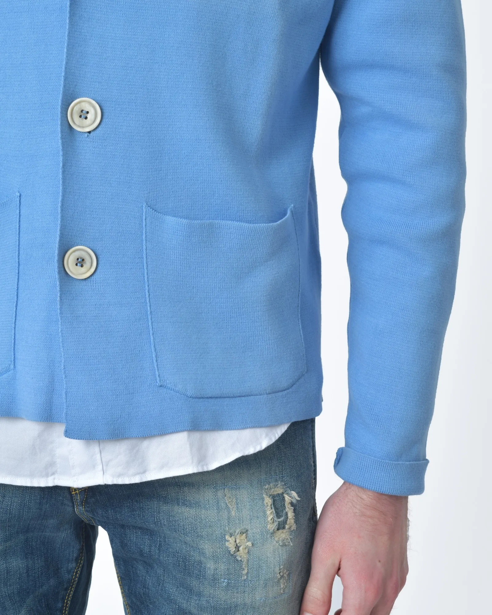 Veste maille bleu Casheart