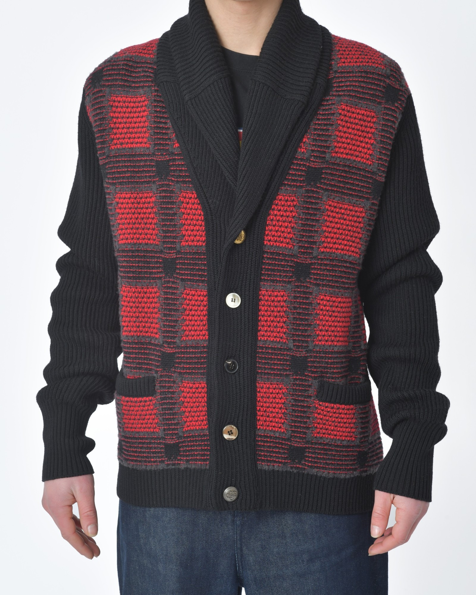 Cardigan noir et rouge Gabriele Pasini 