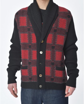 Cardigan noir et rouge Gabriele Pasini 