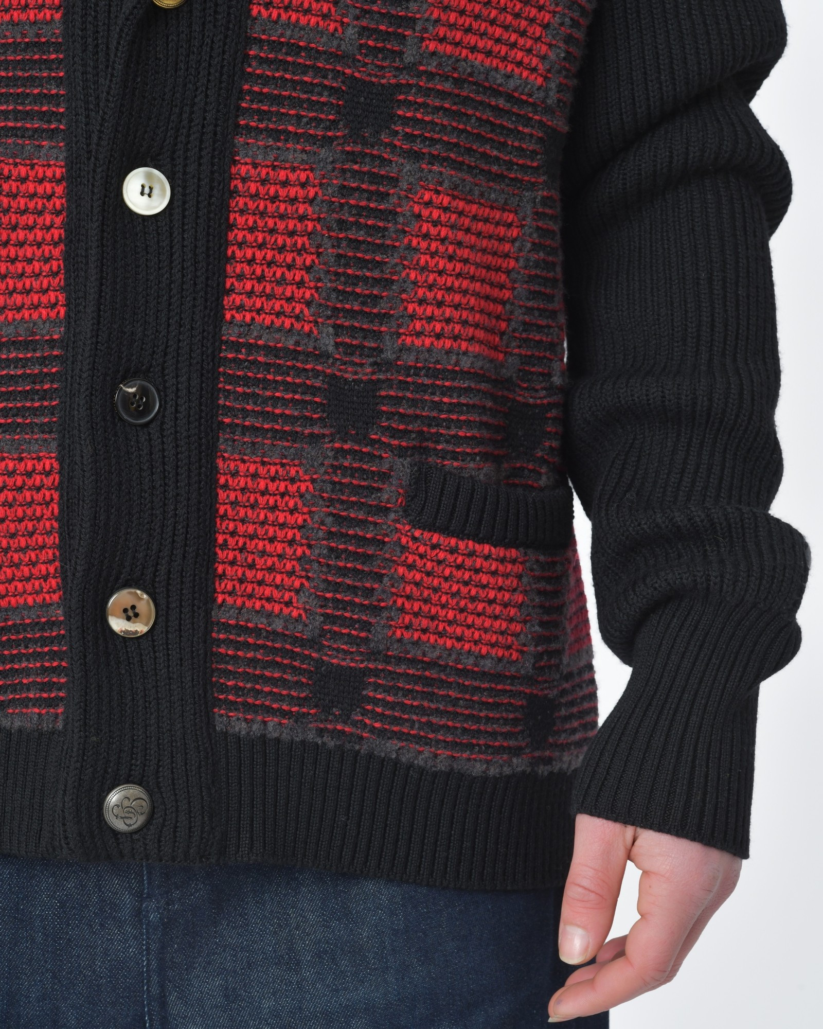 Cardigan noir et rouge Gabriele Pasini 