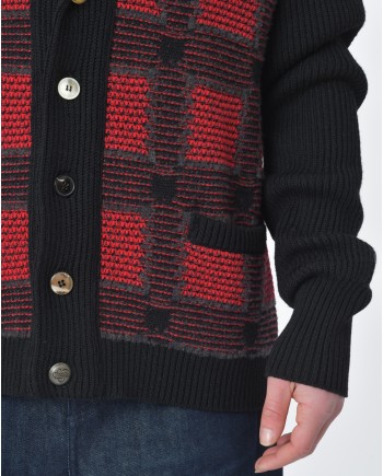 Cardigan noir et rouge Gabriele Pasini 