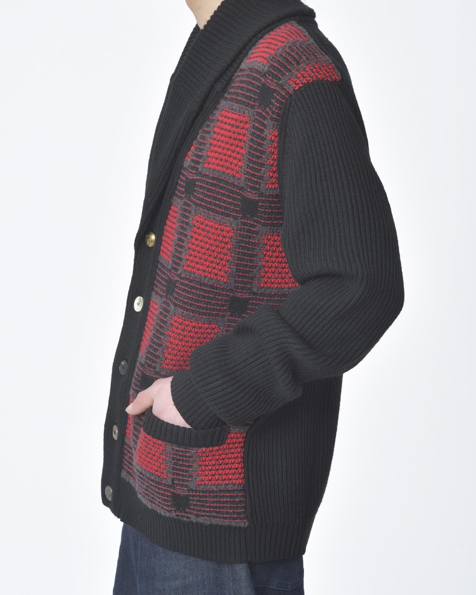 Cardigan noir et rouge Gabriele Pasini 