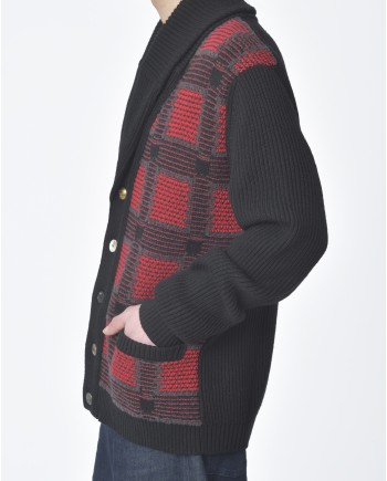 Cardigan noir et rouge Gabriele Pasini 
