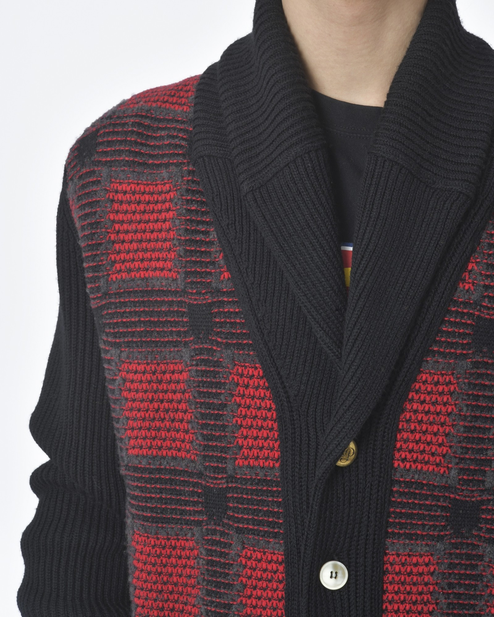 Cardigan noir et rouge Gabriele Pasini 