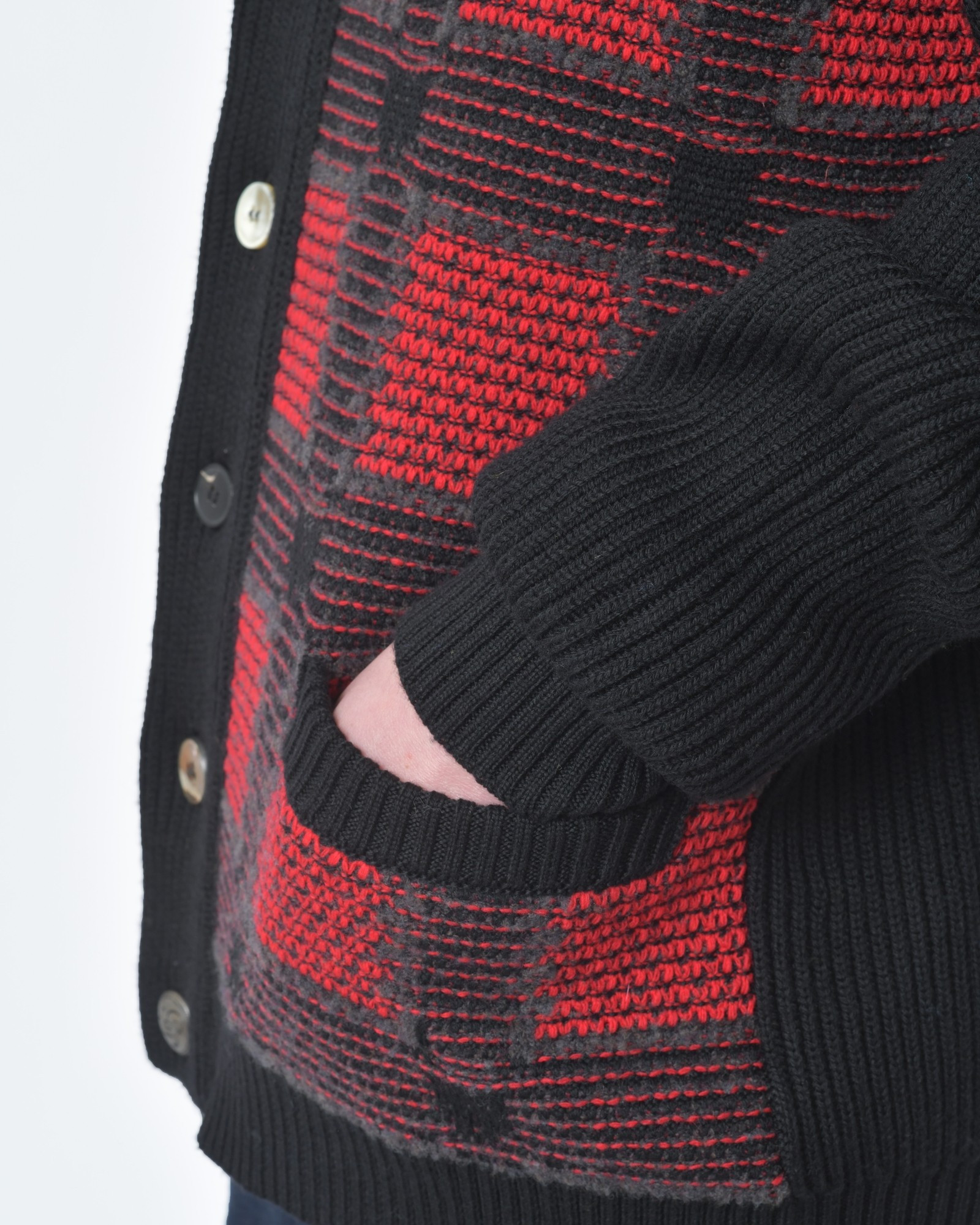 Cardigan noir et rouge Gabriele Pasini 