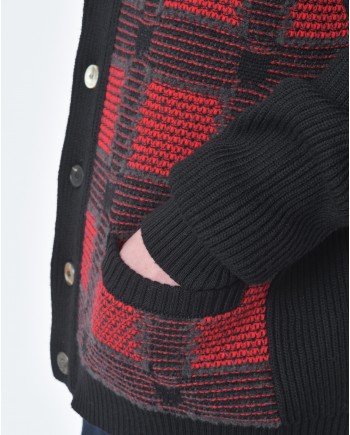 Cardigan noir et rouge Gabriele Pasini 