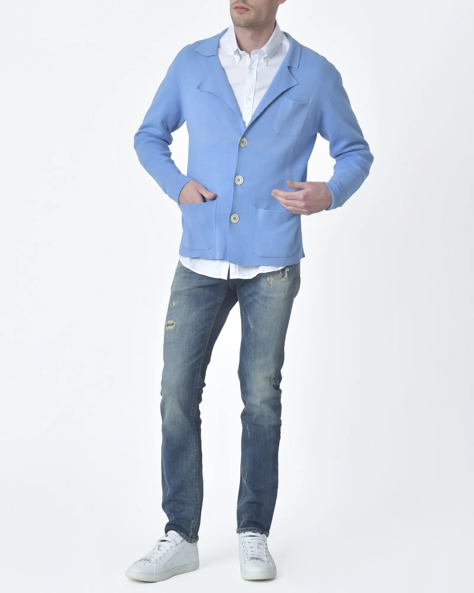 Veste maille bleu Casheart