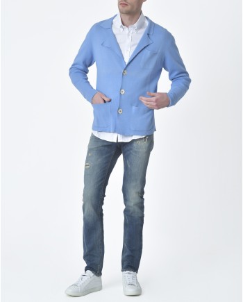 Veste maille bleu Casheart