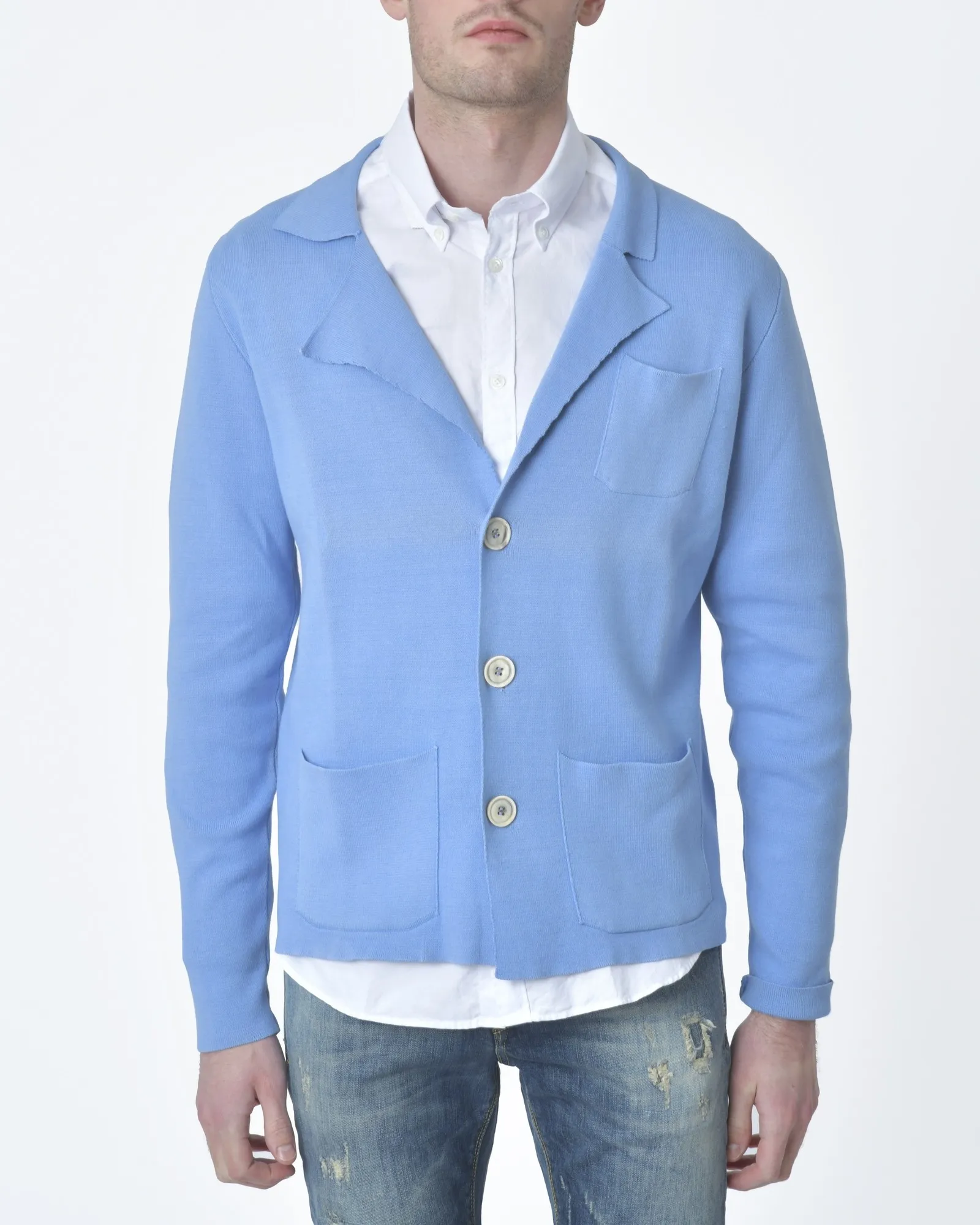 Veste maille bleu Casheart
