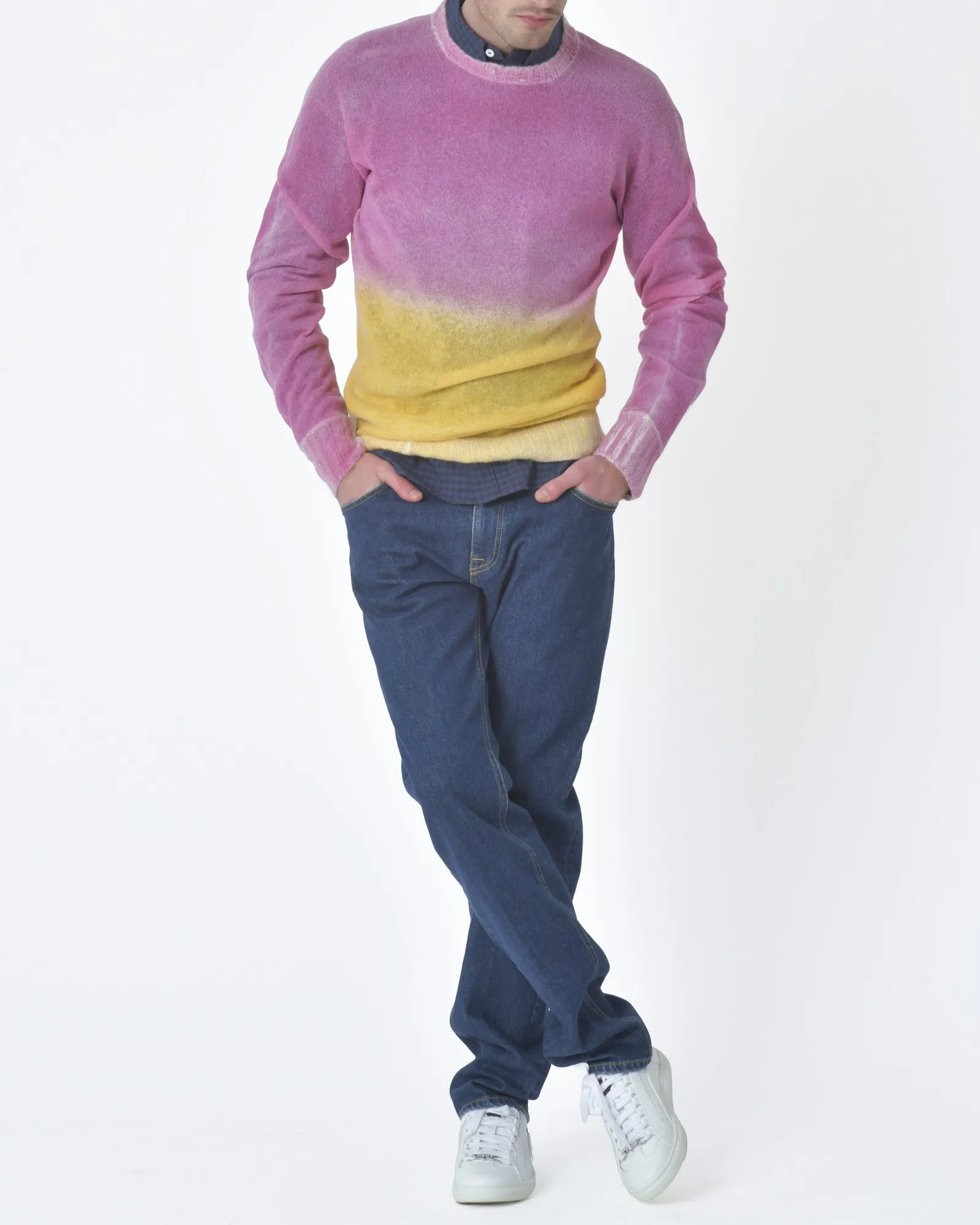 Pull maille Rose jaune Maison Flanneur